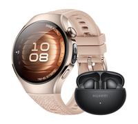 Huawei Watch 5, 42 mm, Sandgoldenes 904L Edelstahlgehäuse mit beigem Kompositarmband + FreeBuds 6i - PayPal 0 % Finanzierung