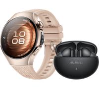 Huawei Watch 5, 42 mm, Sandgoldenes 904L Edelstahlgehäuse mit sandgold Titanarmband + FreeBuds 6i