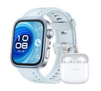 Huawei Watch Fit 4 Pro, silbernes Gehäuse mit blauem Fluorelastomer-Armband + FreeBuds SE 2 - PayPal 0 % Finanzierung
