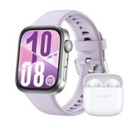 Huawei Watch Fit 4, silbernes Gehäuse mit violettem Fluorelastomer-Armband + FreeBuds SE 2