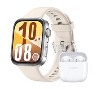 Huawei Watch Fit 4, silbernes Gehäuse mit weißem Fluorelastomer-Armband + FreeBuds SE 2 - 10€ sparen mit Wero