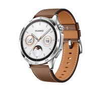 HUAWEI WATCH GT 4 46mm Edelstahlgehäuse mit braunem Lederarmband