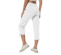 Huayuzh Damen Cargo Caprihose Wanderhose 3/4 Hose Sommer Cargohose Leichte Atmungsaktiv Athletisch Reisen Lässig Outdoorhose
