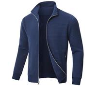Huayuzh Jacke Herren übergangsjacke Winter Karierten Jacquard Alltag Freizeit Leicht Jacken mit Reißverschlusstasche Marine XXL