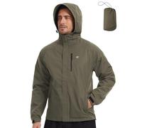 Huayuzh Regenjacke Herren Wasserdicht Atmungsaktiv Leichte Windbreaker Dünne Regenmantel Packbare Fahrrad Camping Wandern Armeegrün L