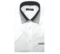 HUBER Hemd Kurzarm mit Kentkragen Weiss Kontrast grau-schwarz 4XL
