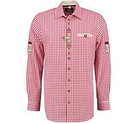 HUBER Trachtenhemd rot-weiß kariert mit Stickerei 4XL