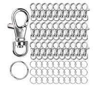 HuddleGlow Drehbare Karabinerhaken und Schlüsselringe Aus Metall, 30 Stück Kleine Karabiner-Schlüsselanhängerverschlüsse und 30 Stück Schlüsselanhängerringe, 60 Stück