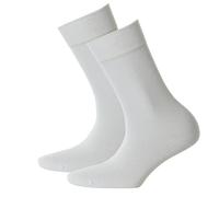 Hudson 2 Paar Damen Socken - Only 2-Pack, Strumpf, Komfortbund, Einfarbig 35-38 Weiß