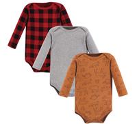 Hudson Baby Unisex Baby Langarm-Bodys aus Baumwolle mit Aufdruck „Into The Woods“ für Frühchen, 3er-Pack
