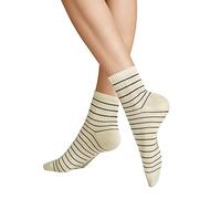 Hudson Damen Socken ROPE | Strick | Off-white | Kurzsocke mit feinen Ringeln