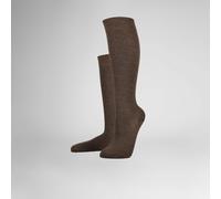 Hudson Damen Kniestrümpfe Only 2-Pack, wärmend, 75% Schurwolle, braunmeliert, Gr. 35–38