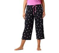 HUE Damen Bedruckte Capri-Pyjama-Schlafhose, Hergestellt mit Temperaturkontrolle-Technologie Pyjamahose, Schwarz-Nachthut, 46