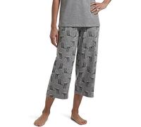 HUE Damen Bedruckte Capri-Pyjama-Schlafhose, Hergestellt mit Temperaturregelungstechnologie Pyjamahose, Medium Grey Heather/Sweet Kitty, 3X Mehr