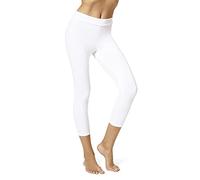 HUE Damen Capri-Leggings mit Breitem Bund, Verdunkelnd, Baumwolle, Sortiert Strumpfwaren, Weiss/opulenter Garten, X-Groß