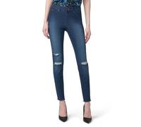 HUE Damen Denim Zerrissenem Knie Leggings, Blau, Groß