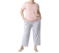 HUE Damen Kurzärmliges T-Shirt und Skimmer Pyjama-Set, Mahagoni-Rose - Bitzy Bloom, 1X