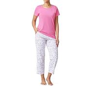 HUE Damen Kurzärmliges T-Shirt und Skimmer Pyjama-Set, Pink Lemonade-Care Script, 3X