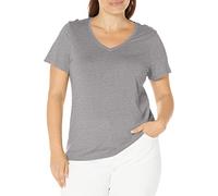 HUE Damen Sleepwell Basic Kurzarm V-Ausschnitt T-Shirt Zum Faulenzen Oder Schlafen, Hergestellt mit Temperaturregulierender Technologie Pyjamaoberteil, Medium Grau meliert, Klein