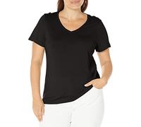 HUE Damen Sleepwell Basic Kurzarm V-Ausschnitt T-Shirt Zum Faulenzen Oder Schlafen, Hergestellt mit Temperaturregulierender Technologie Pyjamaoberteil, schwarz, Groß