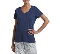 HUE Damen Solide Kurzarm V-Ausschnitt Schlaf-t-Shirt Pyjamaoberteil, Mittelalter, X-Groß