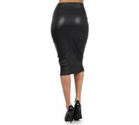 Hübscher Rock Bleistiftrock Damen Frauen Pu-Leder Rock Schwarz Plus Größe Hohe Taille Bleistift Röcke Sexy Club Vintage Midi Rock XL Schwarz