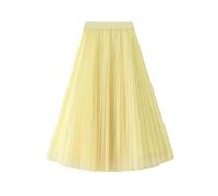 Hübscher Rock Bleistiftrock Damen Tüll Röcke Frauen Mode Prinzessin Solid Mesh Hohe Taille Plissee Langer Rock Weiblich OneSize Gelb