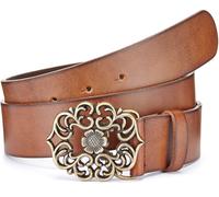 Hüftgürtel LASCANA "Ledergürtel, Hosengürtel, Jeansgürtel, Gürtel", Damen, Gr. 75, braun, Rindsleder, Antik-Look, kontrastfarbene Details, unifarben, Gürtel Hüftgürtel, aus Leder mit dekorativer Schna