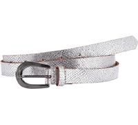 Hüftgürtel LASCANA "Ledergürtel, schmaler Gürtel, Anzuggürtel", Damen, Gr. 95, silber (silberfarben), Leder, Reptilienprägung, Schlangenoptik, Strukturmuster, bedruckt, beschichtet, gemustert, geprägt