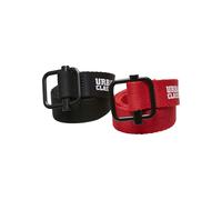 Hüftgürtel URBAN CLASSICS "Urban Classics Unisex Industrial Canvas Belt Kids 2-Pack", Damen, Gr. onesize, schwarz, rot, 100% Polyester, Gürtel Hüftgürtel (39385325-0) schwarz, rot