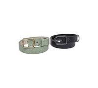 Hüftgürtel URBAN CLASSICS "Urban Classics Unisex Ostrich Synthetic Leather Belt 2-Pack", Damen, Gr. L/XL, schwarz, leaf, 100% Polyester, Gürtel Hüftgürtel (23742840-L) schwarz, leaf