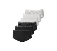 Hüftpanty VIVANCE, Damen, Gr. 36/38, 6 Stk., schwarz (schwarz, creme), Single Jersey, Obermaterial: 95% Baumwolle, 5% Elasthan, gepunktet, unifarben, Unterhosen, angenehm elastische Qualität (93414106