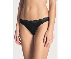 Hüftslip CALIDA "Etude Toujours", Damen, Gr. L (48/50), schwarz, Single Jersey, Obermaterial: 95% Baumwolle, 5% Elasthan, unifarben, normal, Unterhosen, florale Spitze, Single Jersey, weich, Nadelstre