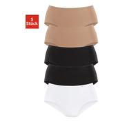 Hüftslip PETITE FLEUR, Damen, Gr. 36/38, beige (beige, schwarz, weiß), Obermaterial: 95% Baumwolle, 5% Elasthan, unifarben, Unterhosen, aus elastischer Baumwolle, Topseller (890344-36) beige, schwarz,