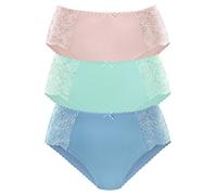 petite fleur Hüftslip, mit floraler Spitze seitlich 52/54, 3 St. bunt Damen Cotton made in Africa Hüftslip 52/54, 3 St. blau, rosa, mint