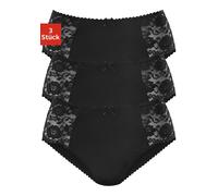 petite fleur Hüftslip, mit floraler Spitze seitlich 56/58, 3 St. schwarz Damen Cotton made in Africa Hüftslip 56/58, 3 St. schwarz