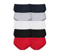 Hüftslip PETITE FLEUR, Damen, Gr. 36/38, bunt (rot, schwarz, weiß, grau, meliert, navy), Single Jersey, Obermaterial: 95% Baumwolle, 5% Elasthan, unifarben, Unterhosen, aus elastischer Baumwolle (2975