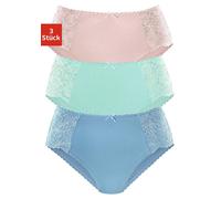 petite fleur Hüftslip, mit floraler Spitze seitlich 56/58, 3 St. bunt Damen Cotton made in Africa Hüftslip 56/58, 3 St. blau, rosa, mint