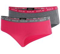 Hüftslip REPLAY "Lady Culotte Style 1 - 2pcs Waterfall pack", Damen, Gr. XL, pink (grau, meliert, fuchsia), Jersey, Obermaterial: 50% Viskose, 45% Baumwolle, 5% Elasthan, unifarben, Unterhosen Hüftsli