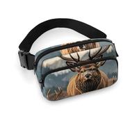Hüfttasche für Damen, Crossbody, Wildtiere, Jagd, Hirsch, Bär, Elch, Gürteltasche, Reißverschlusstaschen, verstellbarer Riemen, Hüfttasche für Reisen, Radfahren, Laufen, Wandern, Stil, 20 x 13 cm,