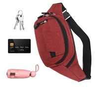 Hüfttasche, Hüfttasche für Wandern - Hüfttasche für Reisen - lässig, wasserdicht, für Reisen, Laufen zu Fuß, modisch für Spaziergänge mit dem Hund, Shopping, Camper, rot, Beziehen Sie sich auf die
