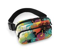 Hüfttasche mit abstraktem Musikthema, modische Bauchtasche mit verstellbarem Riemen für Outdoor-Workout, Radfahren, Uni, weiß, 20 x 13 cm, Hüfttasche, weiß, 20x13cm, Hüfttasche