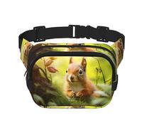 Hüfttasche mit niedlichem kleinen Eichhörnchen-Muster, trendig, modisch, Unisex, Reise-Sporttasche, Schwarz, Einheitsgröße