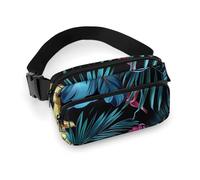 Hüfttasche mit tropischem Blumenmuster, modische Bauchtasche mit verstellbarem Riemen, für Outdoor-Workout, Radfahren, Uni, weiß, 20 x 13 cm, Hüfttasche, weiß, 20x13cm, Hüfttasche