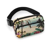 Hüfttasche mit tropischem Blumenmuster, modische Bauchtasche mit verstellbarem Riemen, für Outdoor-Workout, Radfahren, Uni, weiß, 20 x 13 cm, Hüfttasche, weiß, 20x13cm, Hüfttasche