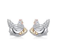 Hühnchen Ohrstecker für Damen 925 Sterling Silber Tier Ohrringe Bauernhof Hühner Schmuck Geschenke für Frauen