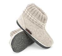 kitz-pichler Hüttenschuh Ötz Kids - Hoher Hausschuh für Kinder | Aus Reiner Schur-Wolle - rutschfeste Sohle aus Filz - Perfekt für die Kita Beige | 31