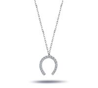 Hufeisen Halskette mit Diamanten Brillant-Schliff in 14 Karat Weißgold