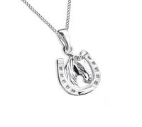 Hufeisen Pferdekopf Anhänger mit Kette 925 Echt Silber Mädchen Jungen Kinder Glücksbringer