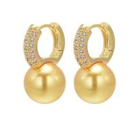 Huge Tomato Perle Tropfen Ohrringe Perle Creole 12mm Perle Diamant Ohrringe mit allergiefreien Nadel